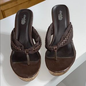 Charlotte Russe brown wedged flip flops